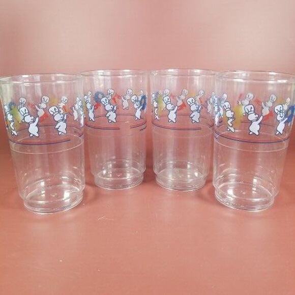 Pillsbury Doughboy Vintage Lot 4 Plastic Drinking Glasses 4.5” Music Band 1991 - Picture 9 of 9